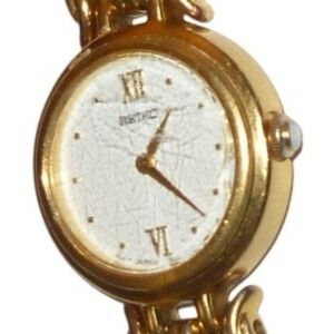 Seiko Womens Gold Tone Fancy Link Bracelet Watch 1N00-1099 Roman Numeral Dial